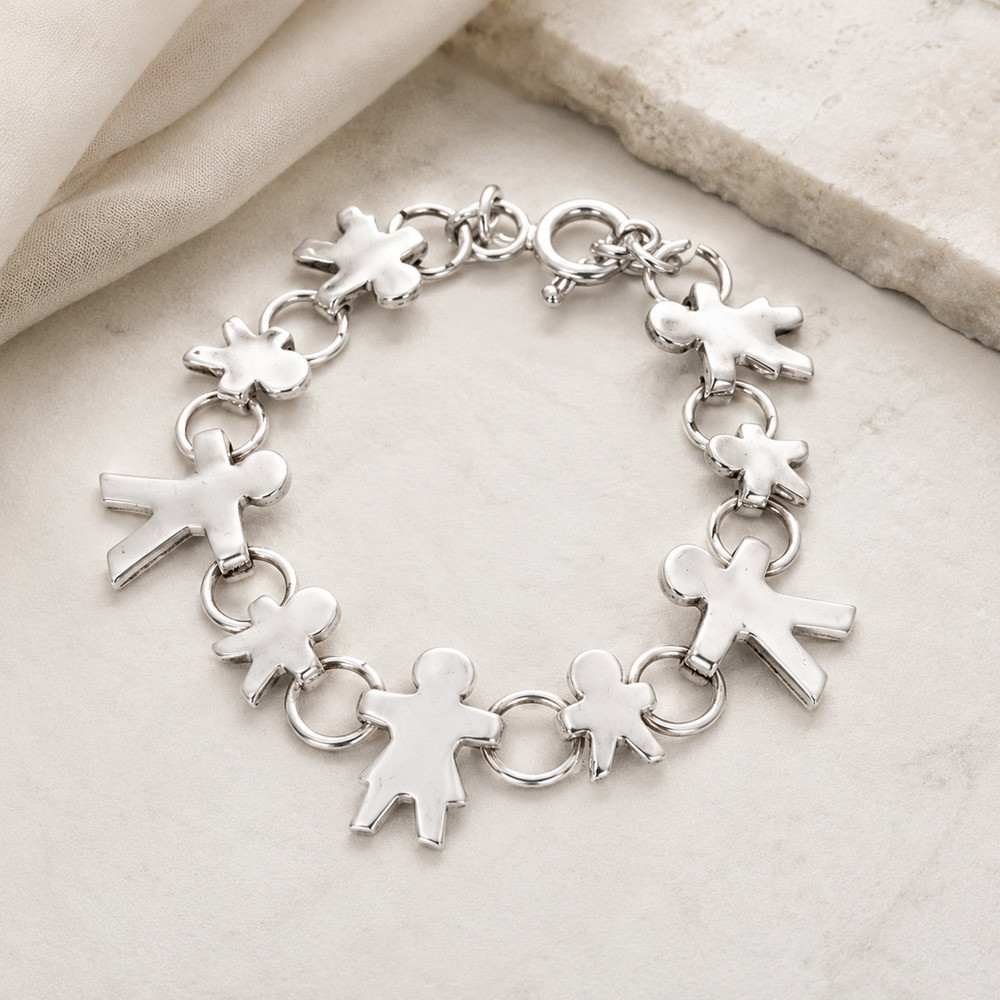Vintage Silpada Sterling Silver Family Paper Doll Link Bracelet B0762 Retired